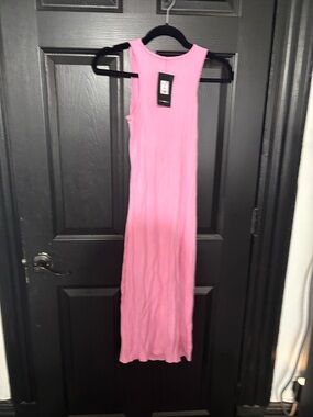 Fashion Nova Pink Ribbed Sleeveless Maxi Dress